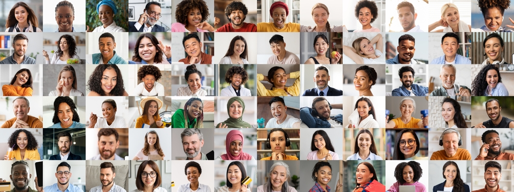 A grid of smiling faces