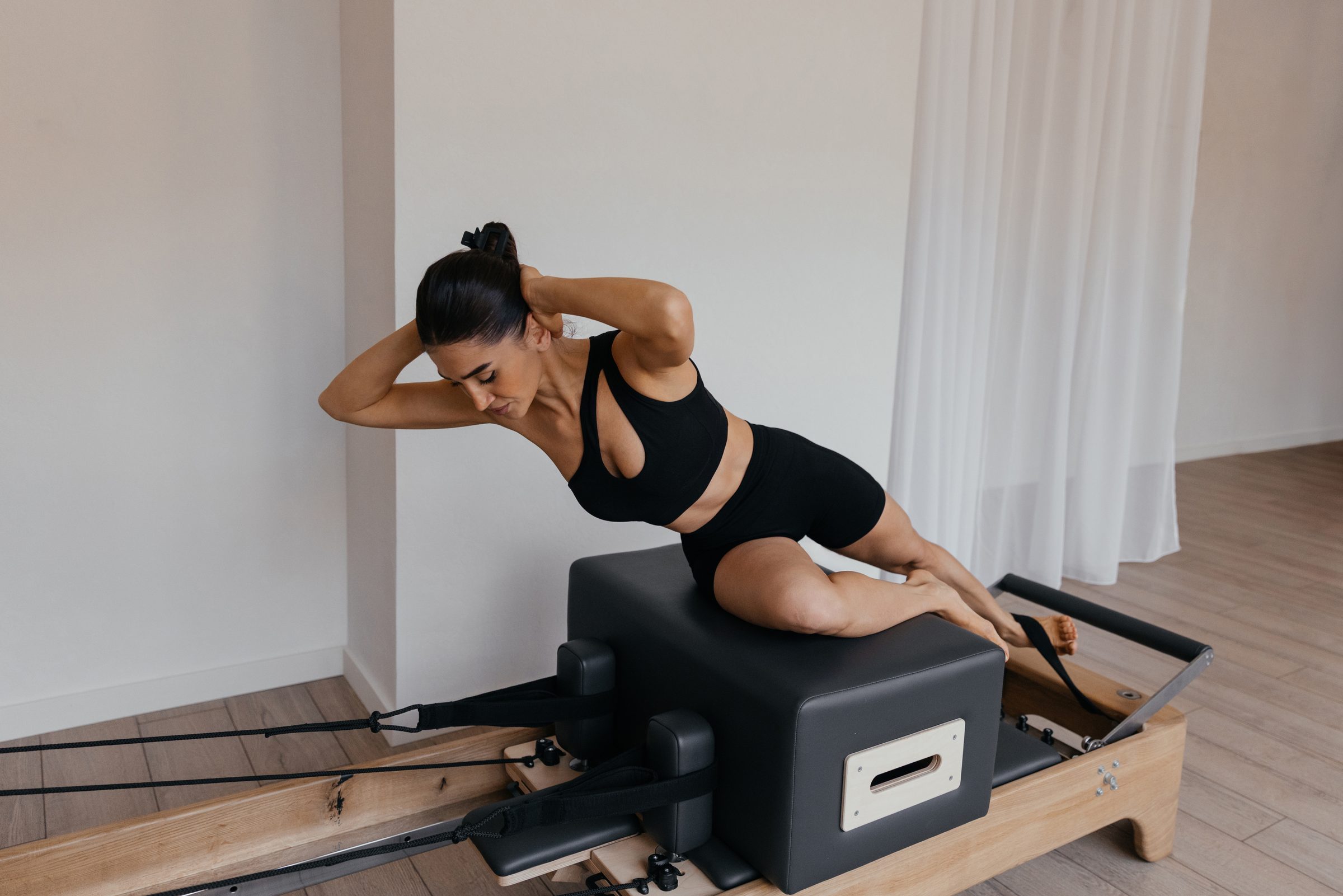 Pilates on a reformer box